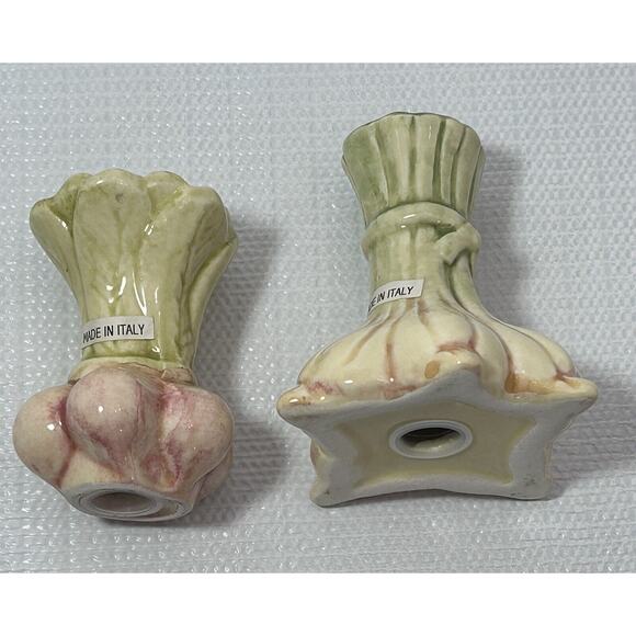Pair Onion Motif Table Kitchen kitschy Salt & Pepper Shakers Made In Italy - Picture 5 of 13